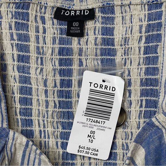 Torrid Linen Blend Button Front Crop Tank Size 00 8/10 - Picture 7 of 7